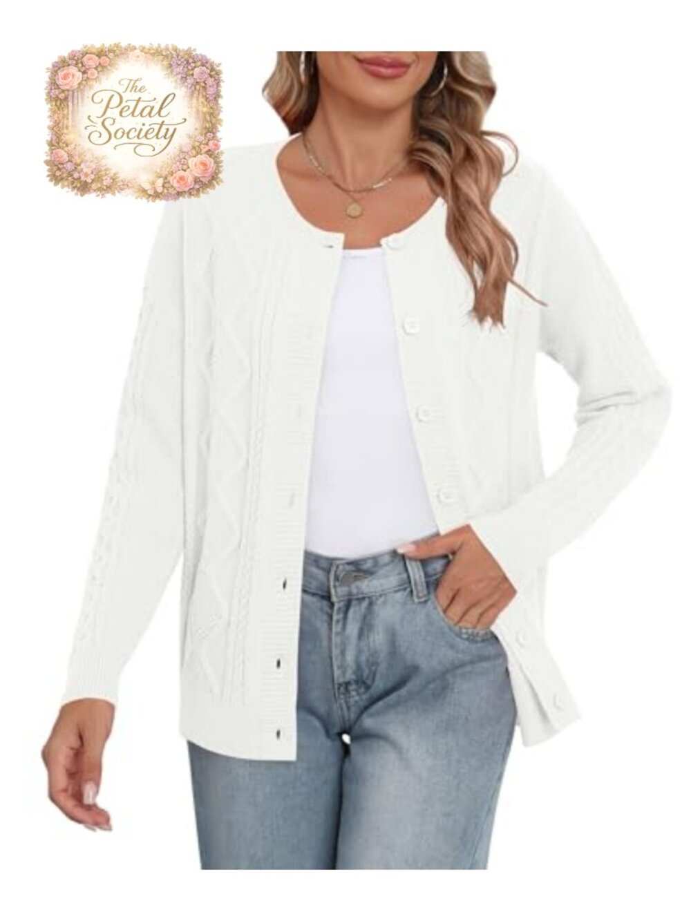 Cable Knit Cardigan Sweater Button Down Long Sleeve Open Front Fall